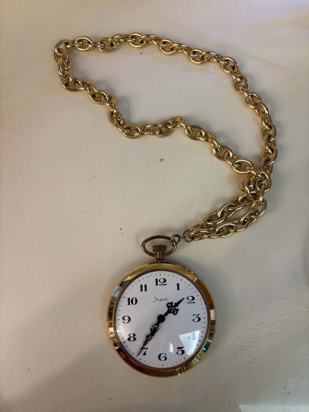 Sheffield Gold Tone Necklace Pocket Watch with Chain